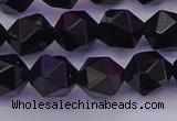 CTO647 15.5 inches 10mm faceted nuggets black tourmaline beads