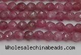 CTO656 15.5 inches 4mm faceted round Chinese tourmaline beads