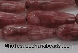 CTR135 15.5 inches 10*30mm faceted teardrop strawberry quartz beads