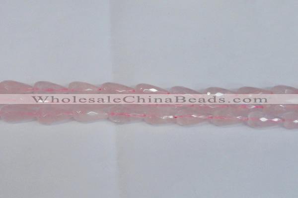 CTR301 15.5 inches 12*25mm faceted teardrop rose quartz beads