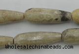 CTR34 15.5 inches 10*30mm faceted teardrop chrysanthemum agate beads