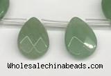 CTR666 Top drilled 10*14mm faceted briolette green aventurine beads