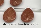 CTR667 Top drilled 10*14mm faceted briolette goldstone beads wholesale
