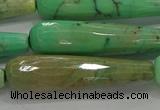 CTR67 15.5 inches 10*40mm faceted teardrop grass agate beads