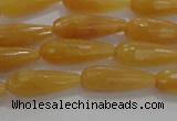 CTR75 15.5 inches 6*16mm faceted teardrop yellow jade beads