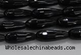 CTR82 15.5 inches 6*16mm faceted teardrop black agate beads