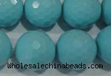 CTU1228 15.5 inches 20mm faceted round synthetic turquoise beads