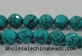 CTU1684 15.5 inches 10mm faceted round synthetic turquoise beads