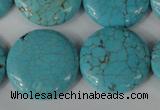 CTU1888 15.5 inches 25mm flat round imitation turquoise beads