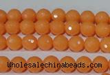 CTU2540 15.5 inches 6mm faceted round synthetic turquoise beads