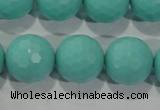 CTU2785 15.5 inches 14mm faceted round synthetic turquoise beads