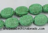 CTU896 15.5 inches 12*15mm carved oval dyed turquoise beads