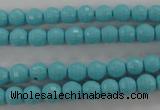 CTU911 15.5 inches 6mm faceted round synthetic turquoise beads