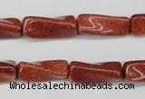 CTW132 15.5 inches 10*20mm twisted trihedron goldstone beads