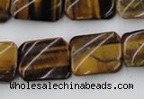 CTW380 15.5 inches 15*20mm twisted rectangle yellow tiger eye beads