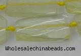 CTW455 20*38mm faceted & twisted rectangle lemon quartz beads