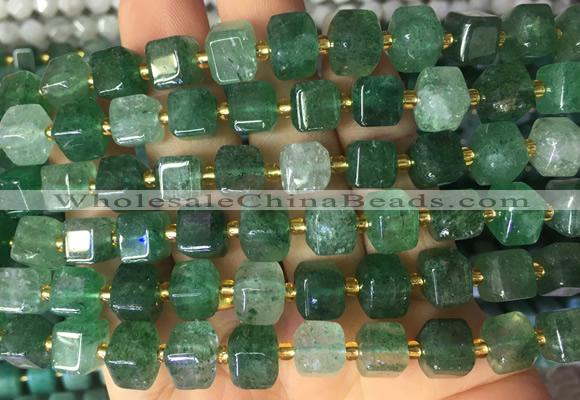 CUBS26 15 inches 8*8mm faceted cube green strawberry quartz gemstone beads