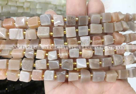 CUBS68 15 inches 6 - 7mm cube pink moonstone gemstone beads wholesale