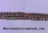 CUG185 15.5 inches 14mm round matte unakite gemstone beads