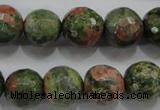 CUG303 15.5 inches 10mm faceted round unakite gemstone beads