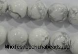 CWB206 15.5 inches 16mm round natural white howlite beads wholesale