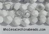 CWB244 15.5 inches 6mm faceted nuggets matte white howlite beads