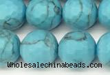 CWB261 15 inches 8mm faceted round howlite turquoise beads