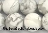 CWB274 15 inches 12mm round matte howlite turquoise beads
