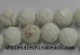 CWB304 15.5 inches 12mm faceted round howlite turquoise beads