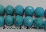CWB434 15.5 inches 12mm faceted round howlite turquoise beads