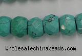 CWB452 15.5 inches 10*14mm faceted rondelle howlite turquoise beads