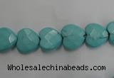 CWB491 15.5 inches 10*10mm faceted heart howlite turquoise beads