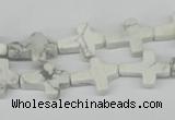 CWB88 15.5 inches 12*15mm cross natural white howlite beads