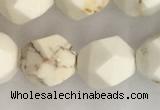 CWB887 15.5 inches 10mm faceted nuggets white howlite turquoise beads