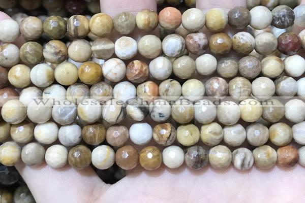 CWJ451 15.5 inches 6mm faceted round wood jasper beads wholesale