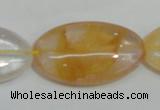 CYC04 15.5 inches 20*35mm oval yellow crystal quartz beads