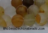 CYC142 15.5 inches 8mm round matte yellow quartz beads wholesale