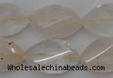 CYC201 15.5 inches 15*25mm twisted & faceted marquise yellow quartz beads