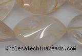 CYC205 15.5 inches 22*32mm twisted & faceted teardrop yellow quartz beads