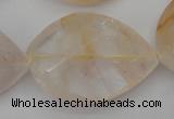 CYC207 15.5 inches 28*40mm twisted & faceted teardrop yellow quartz beads
