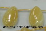 CYJ54 20*30mm top-drilled twisted teardrop yellow jade gemstone beads