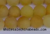 CYJ604 15.5 inches 12mm round matte yellow jade beads wholesale