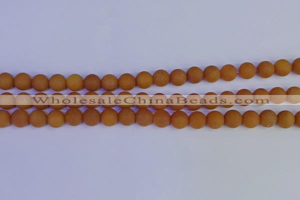 CYJ612 15.5 inches 8mm round matte yellow jade beads wholesale