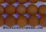 CYJ613 15.5 inches 10mm round matte yellow jade beads wholesale
