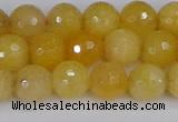 CYJ640 15.5 inches 8mm faceted round yellow jade beads wholesale