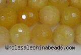 CYJ642 15.5 inches 12mm faceted round yellow jade beads wholesale