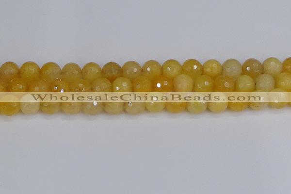 CYJ642 15.5 inches 12mm faceted round yellow jade beads wholesale