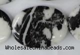 CZJ222 15.5 inches 30*40mm oval black & white zebra jasper beads