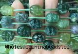 FGBS128 15 inches 12mm carved skull moss agate beads wholesale