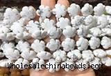 FGBS190 15 inches 15mm carved five petal flower white howlite beads wholesale